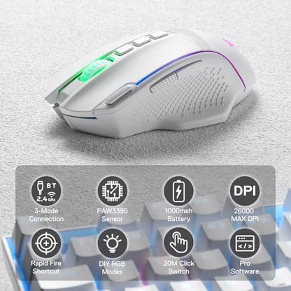 Redragon M991 3-Mode Wireless RGB Gaming Mouse 26000 DPI Remapping Keys
