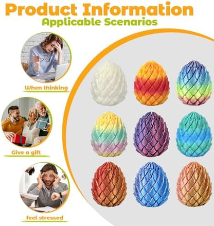 3D Printed Twisty Fidget Dragon Eggs, Rotating Sensory Desk Toys(4pcs)