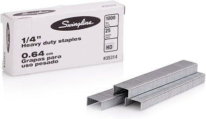 Swingline Staples, Heavy Duty, 1/4" Length, 25 Sheet Capacity, 100/Strip, 1000/Box, 1 Pack (35314 )