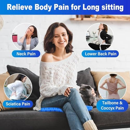 Gel Seat Cushion for Long Sitting Pressure Relief(Super Large & Thick) - Gel Cushions for Office Chairs - Tailbone Pain Relief Cushion, Sciatica & Back Support, Wheelchair Cushions & Car Seat Cushion