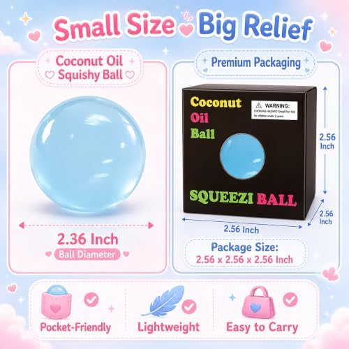 Coconut Oil Squishy Stress Ball, No Rebound Sensory Fidget Toys-Blue