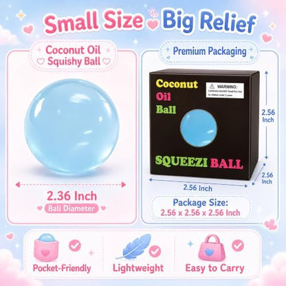 Coconut Oil Squishy Stress Ball, No Rebound Sensory Fidget Toys-Blue