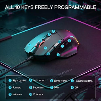 Redragon M925 Wired Optical Gaming Mouse 24000 DPI Remapping Keys