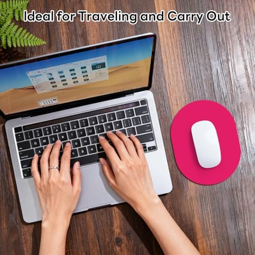 Oval Mouse Pad 6x8in Non-Slip for Laptop,Rose Red