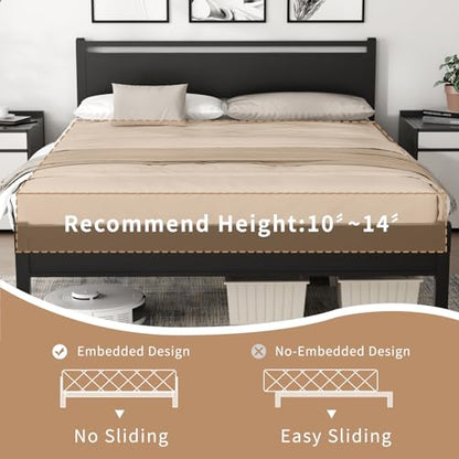Easy Install 16 Inch Full Size Bed Frame with Headboard&Footboard