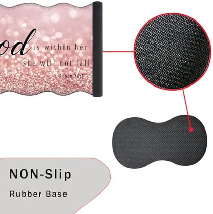 Mouse Pad with Wrist Support + Desk Mat + Coaster 3 in 1 Set, XL Large Gaming Mousepad Ergonomic Mouse Pads for Desk Computer Laptop Office,Rose Gold Glitter Quote Bible Verse Psalm 46-5