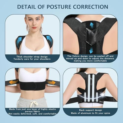 Back Brace Posture Corrector, Adjustable Posture Back Brace, Men/Women back posture corrector, Upper and Lower Back Pain Relief - Scoliosis, Hunchback, Spine Corrector (L)