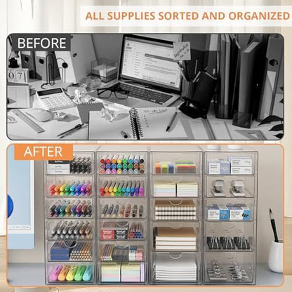 DOMNIU Acrylic Makeup Drawer Storage Organizer with 22 Drawers, 4 Set