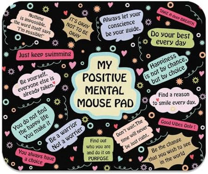 Non-Slip Rectangle Mousepad, WIRESTER Positive Mental Quotes Black Background Mouse Pad for Home, Office and Gaming Desk