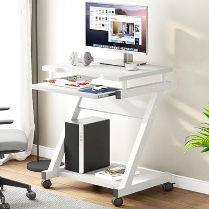 sogesfurniture Mobile Compact Computer Desk Cart for Small Spaces