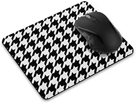 Non-Slip Rectangle Mousepad, WIRESTER Black Houndstooth Mouse Pad for Home, Office and Gaming Desk