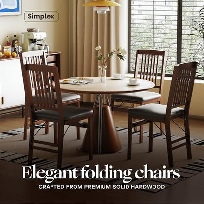Folding Wood Dining Chairs, Padded, No Assembly, 2 Pack