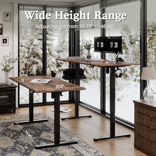 Large Electric Standing Desk 71“x31.5“ Height Adjustable,Brown
