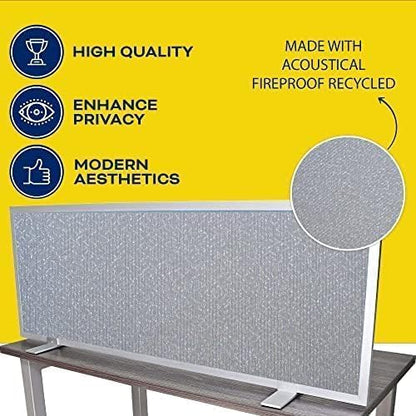 OBEX Acoustical Free Standing Privacy Screen, Cubicle Accessories Desk Privacy Panel, Desk Dividers for Office, Office Furniture Partitions Portable Sound Proof Dividers, 24" x 72", Overcast