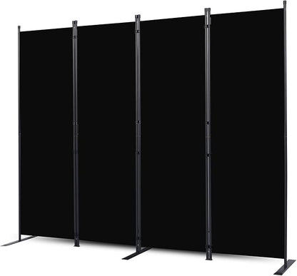 CHOSENM Room Divider, 4 Panel Folding Privacy Screens with Wider Feet, 6 Ft Portable Room Partition for Room Separator, Room Divider Panel 88" W X 71" H, Partition Room Dividers Freestanding，Black