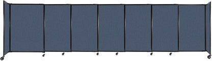 Versare Straightwall Sliding Portable Wall Partition | Freestanding Office Dividers | Locking Wheels | Temporary Room Separator | 15'6'' Wide x 4' Tall Ocean Fabric Panels