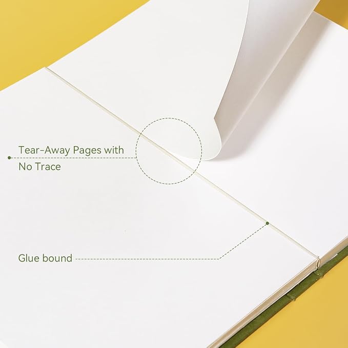 Arrtx Premium Hardcover Sketch Book, 60 Sheets/120 Pages, 180 GSM Thick Acid-Free Drawing Paper, Hardbound Sketch Pad with Inner Pocket, Green 8.5"x6.1" Sketchbook