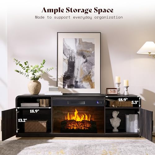 70" Fluted TV Stand with 30" Electric Fireplace