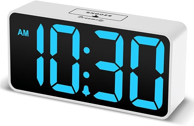 DreamSky Small Digital Alarm Clock for Bedroom, Large Big Numbers Display with Brightness Dimmer, Electric Bedside Desk Clock with USB Charging Port, Adjustable Alarm Volume, USB-C Adapter Powered