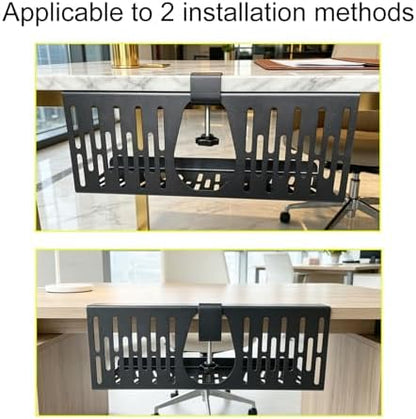 Under Desk Cable Management Tray, Cord Organizer for Desk Cable Management Tray Under Desk with Clamp for Home Office, Standing Desk(1Pack，Black)