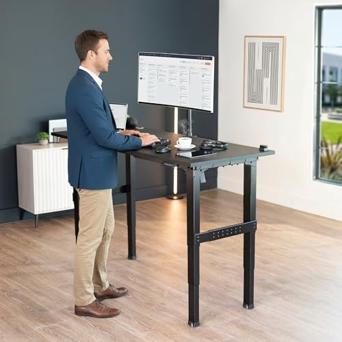 VIVO Black Premium 4-Leg Dual Motor Standing Desk Frame, DESK-E-P4B