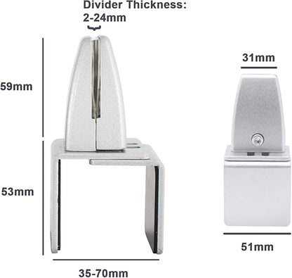 Aluminum Vertical Clamp Partition Board Acrylic Desk Divider Support Clamp for Clear Shield for Desktop Countertop Reception