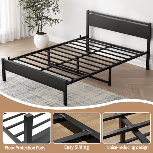 Easy Install 16 Inch Full Size Bed Frame with Headboard&Footboard