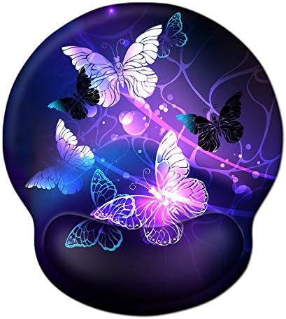 ToLuLu Ergonomic Mouse Pad Wrist Rest Support, Gel Mouse Pads with Non Slip Rubber Base Memory Foam Mousepad, Mouse Wrist Rest Pad for Laptop Computer Home Office Working Pain Relief, Art Butterflies