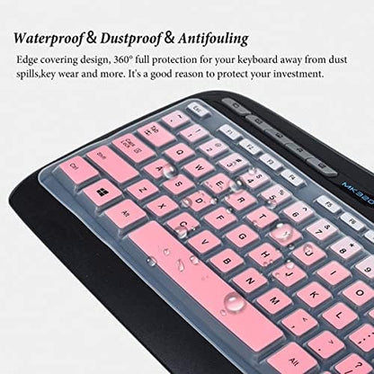 Keyboard Cover for MK320 MK330 K330 Wireless Desktop Keyboard, MK320-YR002/Y-R0009 Keyboard Skin Accessories-Gradual Pink
