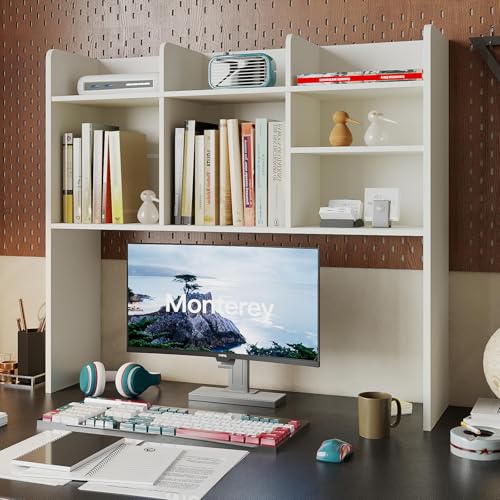 Desk Hutch Dorm, Desktop Bookshelf with 7 Shelves