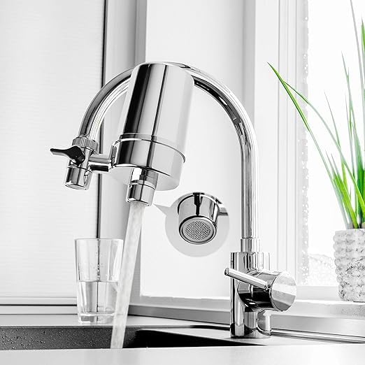 iSpring DF2-CHR Faucet Water Filter for Kitchen, Bathroom, or RV Sink – Water Filter for Sink Faucet, 500 Gallons Long Life, Chrome Finish