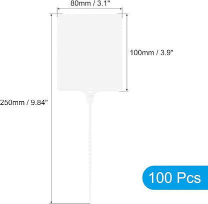 MECCANIXITY Plastic Seals Shipping Tags, for Basket Labels Cable Labels Tags Product Identification Tags, Logistics Marking, Outdoor Tagging, 3.1x3.9 Inch White 100Packs