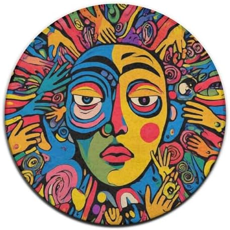 Machine Washable Modern Round Area Rug, Room Sofa Yoga Soft Round Carpet, Home Decor Non Slip Kitchen Office Circle Rug Abstract Graffiti Paint, 24inch