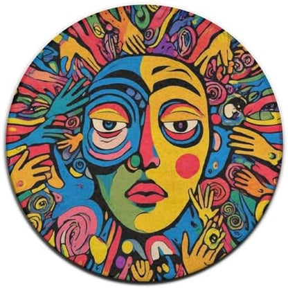 Machine Washable Modern Round Area Rug, Room Sofa Yoga Soft Round Carpet, Home Decor Non Slip Kitchen Office Circle Rug Abstract Graffiti Paint, 24inch