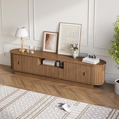 86.6'' Fluted TV Stand for 55-85 Inch, Walnut TV Console