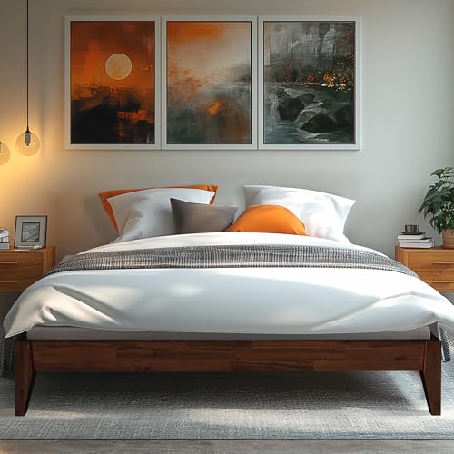 Acacia Mervyn Solid Wood Bed Frame Without Headboard, King Size, Chocolate