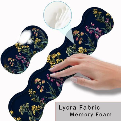 Keyboard Wrist Rest and Mouse Pad with Wrist Support Set Ergonomic Coaster,Memory Foam,Easy Typing Pain Relief,Large XL Desk Mat 31.5"x 11.8",Garden Flowers