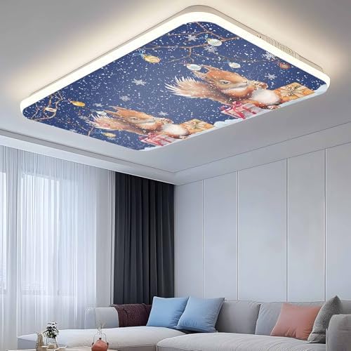 2 Pcs Fluorescent Light Covers for Ceiling Lights,Christmas Squirrel Winter Snowflake,Magnetic Light Filters Drop Fluorescent Lights Shade for Office Xmas Ball Dark Blue