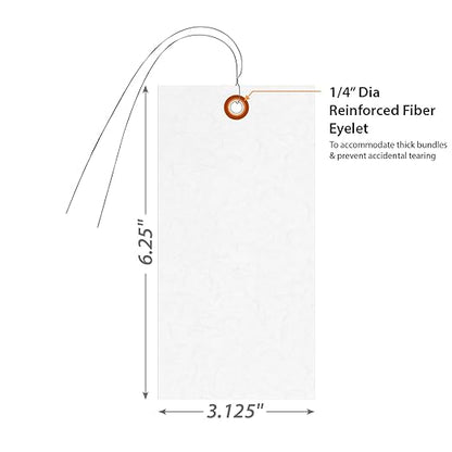 SmartSign Blank Tyvek Shipping Tags with Wire, Size #8 | 6 1/4" x 3 1/8", Pack of 1000, White
