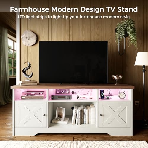 TV Stand for 65 Inch TV, Entertainment Center, White