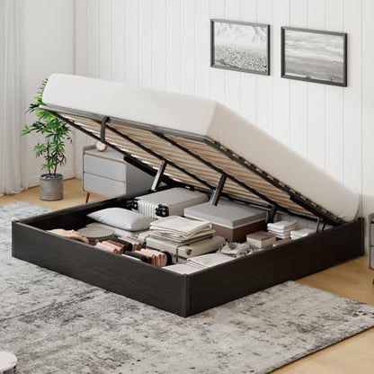 King Lift Up Storage Bed Frame, Black