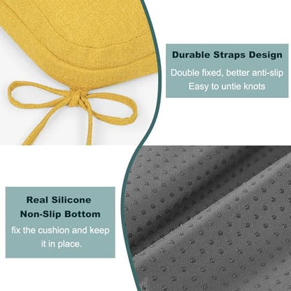 baibu 2-Layer Dining Chair Cushions, 6 Pack, 16.5 x 16.5 x 3.5 in, Yellow