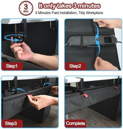 36" Under Desk Cable Management Tray for Office, Home Table