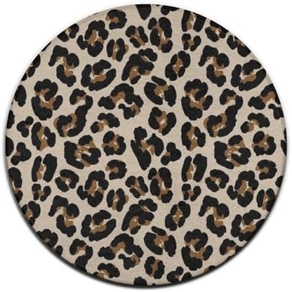 Large Home Decor Mat, Soft Round Yoga Carpet, Non-Slip Machine Washable Kitchen Office Circle Rug Compatible with Leopard Cheetah Print
