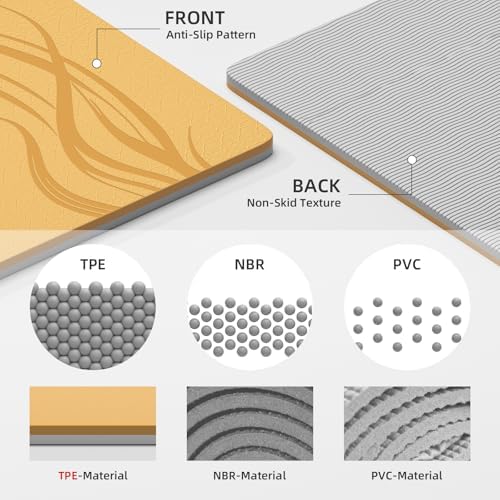 Extra Wide Yoga Mat 76"x40"x10mm TPE Non-Slip Fitness Exercise Mat