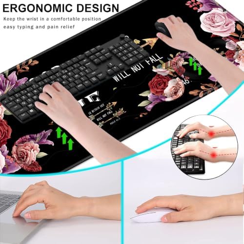 Keyboard Wrist Rest and Mouse Pad with Wrist Support Set Ergonomic Coaster,Memory Foam,Easy Typing Pain Relief,Large XL Desk Mat 31.5"x 11.8",Flower Bible Verse Psalm 46-5