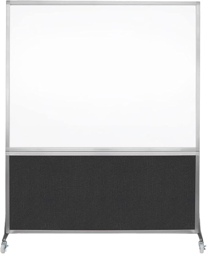 DivideWrite Mobile Whiteboard | Double Sided Dry Erase Board | Portable Office Cubicle Partition | Display for Classrooms, Conference Rooms, Meeting Areas and More | Black Fabric 5' Wide X 6' Tall