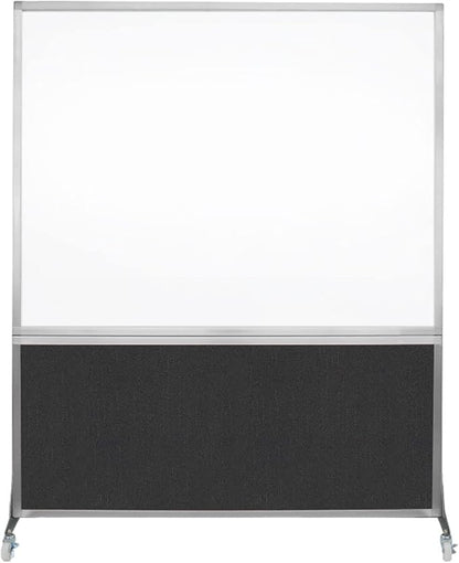 DivideWrite Mobile Whiteboard | Double Sided Dry Erase Board | Portable Office Cubicle Partition | Display for Classrooms, Conference Rooms, Meeting Areas and More | Black Fabric 5' Wide X 6' Tall