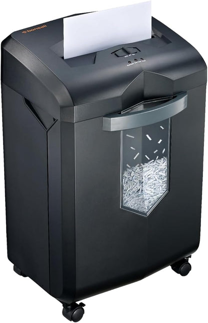 bonsaii 18 Sheet Heavy Duty Cross-Cut Paper and Credit Card Shredder, 6 Gallon Pullout Basket and 4 Casters, Black