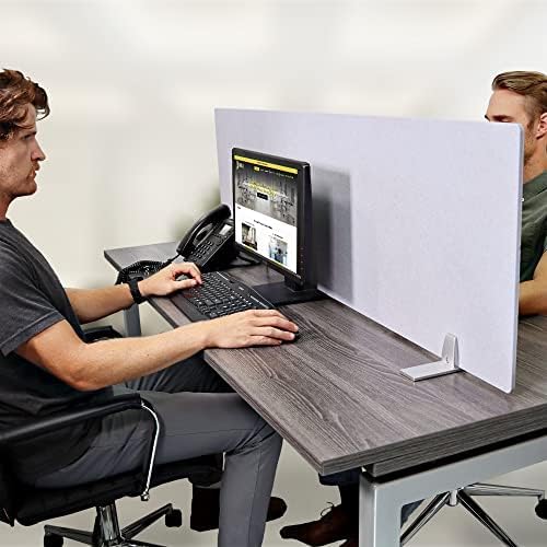 OBEX Free Standing Desk PET Privacy Screen, Table Top Home & Office Furniture Partitions and Dividers, Portable Workstation Freestanding Panels, 24" x 24" Stone